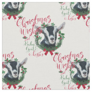 Tissu Voeux de Noël sm Baby Chèvre Baisers Chèvre alpine