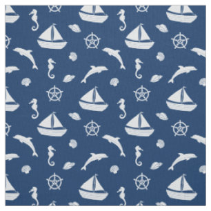 Tissu Voilier & Marine Life Motif Fabric