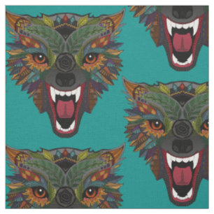 Tissu vol de combat de loup bleu turquoise