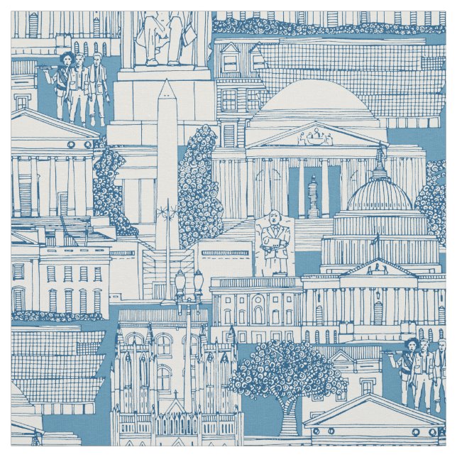 Tissu Washington DC toile bleue (Échantillon)