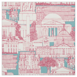 Tissu Washington DC toile viva magenta turquoise