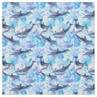 Tissu watercolor dolphin fish seamlestern
