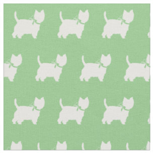 Tissu West Highland Terrier Chien Silhouette Sage Green