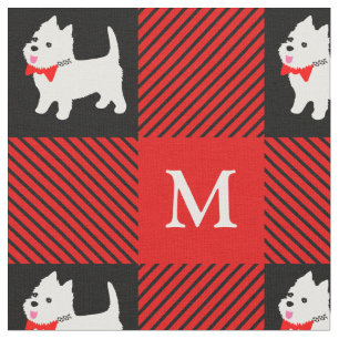 Tissu West Highland White Terrier Puppy Plaid