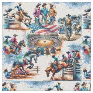 Tissu Western Rodeo Cowboy Bronc Riding Event