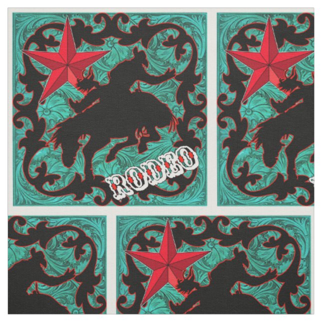 Tissu Western Rodeo Cowboy Bronc Riding Faux Leather (Échantillon)