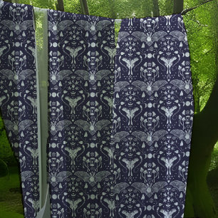 Tissu Whimsical Wicca Bat Moth Moon Mushroom Blue