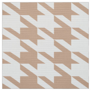 Tissu White & Tan Houndstooth Motif sans couture