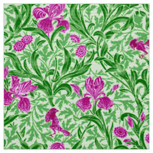 Tissu William Morris Irises, Green, Magenta et Orchid