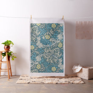 Tissu William Morris, motif Art nouveau, algues, bleu, f