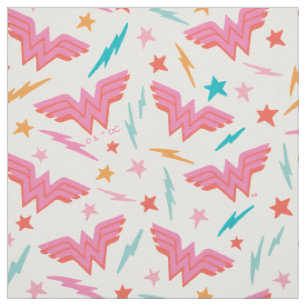 Tissu Wonder Woman Logo Rose et Motif Éclair