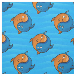 Tissu Yin Yang Motif de caricature de poisson