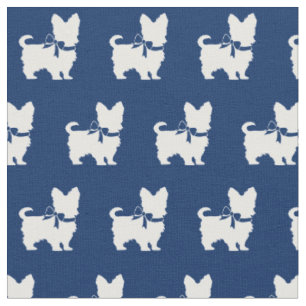 Tissu Yorkshire Terrier Chien Silhouette Yorkie Marine B