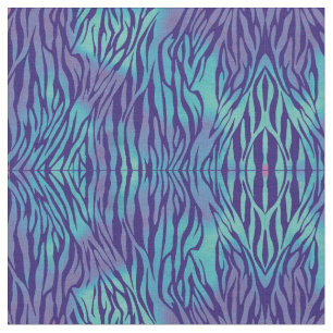 Tissu Zèbre Bleu Aqua Et Violet