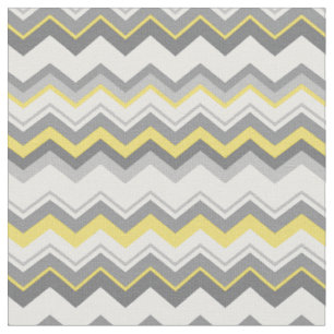 Tissu Zigzags gris et jaunes, taille personnalisée