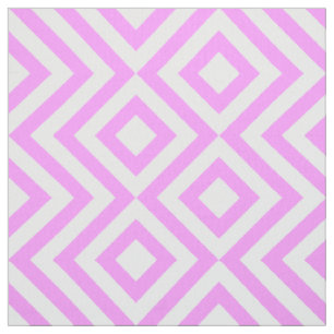Tissu Zigzags roses et blancs et diamants géométriques