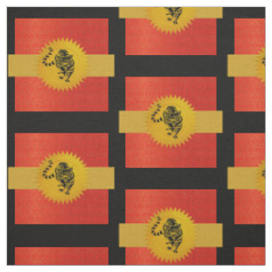 Tissu Zodiac chinois tigre Rouge, or et noir