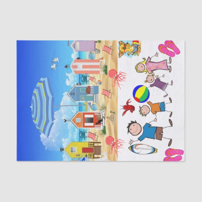Tissue Beach Fun Octopus Seidenpapier (Vorderseite)