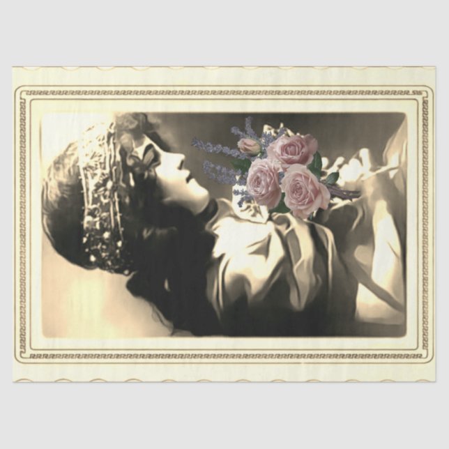 Tissue (Girl Holding-Rose) Seidenpapier (Vorderseite)