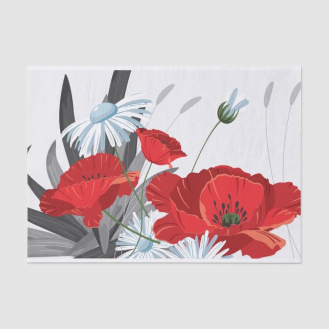Tissue of Red and White Blume Seidenpapier (Vorderseite)