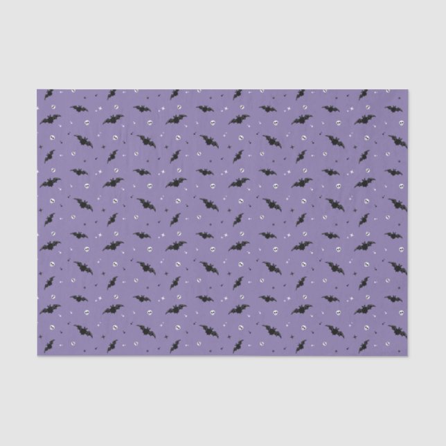 Tissue of Spooky Bats & Skulls - Lila Seidenpapier (Vorderseite)
