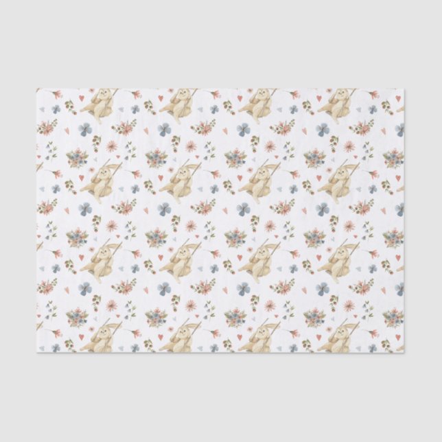 Tissue Paper (25 cm x 38 cm) - Rabbit Pattern Seidenpapier (Vorderseite)