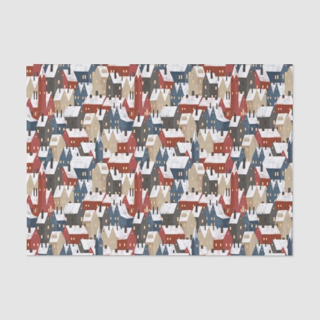 Tissue Paper (25cm x 38cm) - Christmas Houses Seidenpapier (Vorderseite)