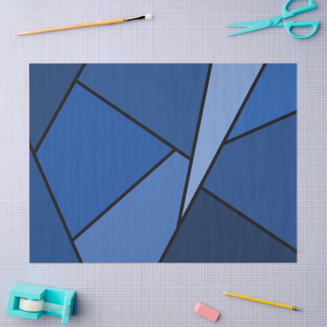 Tissue Paper abstrakt Blue Polygons Seidenpapier (Basteln)