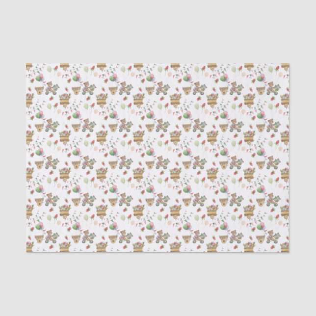 Tissue Paper - Bears, Balloons & Berries Pattern Seidenpapier (Vorderseite)