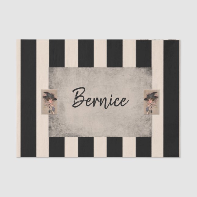 Tissue Paper Beige weiße Streifen Seidenpapier (Vorderseite)