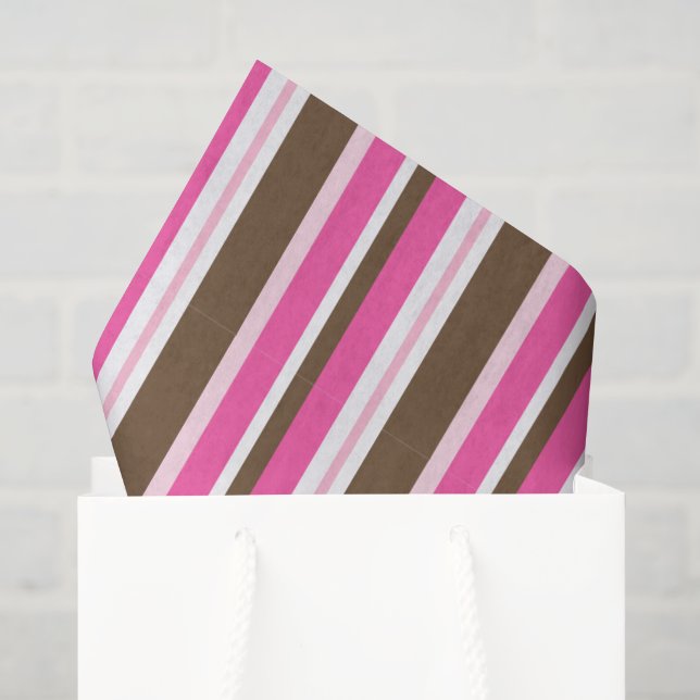 Tissue Paper Brown & Pink Stripe Seidenpapier (Geschenktüte)