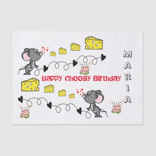Tissue Paper Cheesey Mousey Kisses Happy Birthday Seidenpapier (Vorderseite)