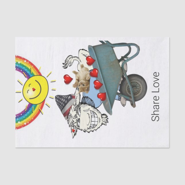 Tissue Paper Goat Kitten Red Hearts Share Liebe Seidenpapier (Vorderseite)