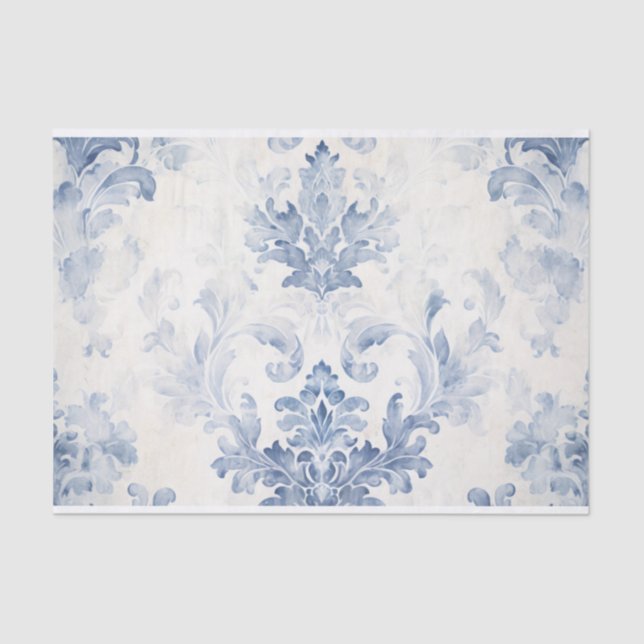 Tissue Paper Light Blue Damask Seidenpapier (Vorderseite)
