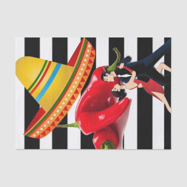 Tissue Paper Mexican Dancers Black Strip Seidenpapier (Vorderseite)