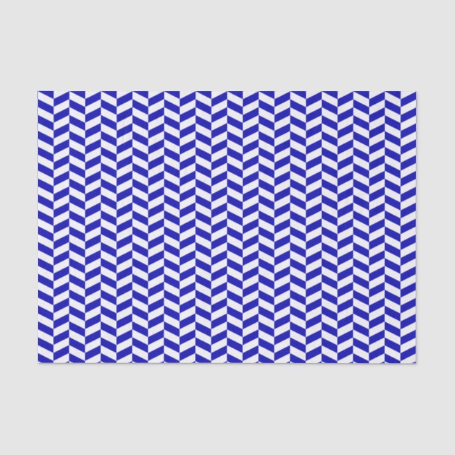 Tissue Paper of Royal Blue and White Herringbone Seidenpapier (Vorderseite)