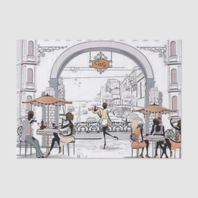 Tissue Paper Paris France Coffee Seidenpapier (Vorderseite)