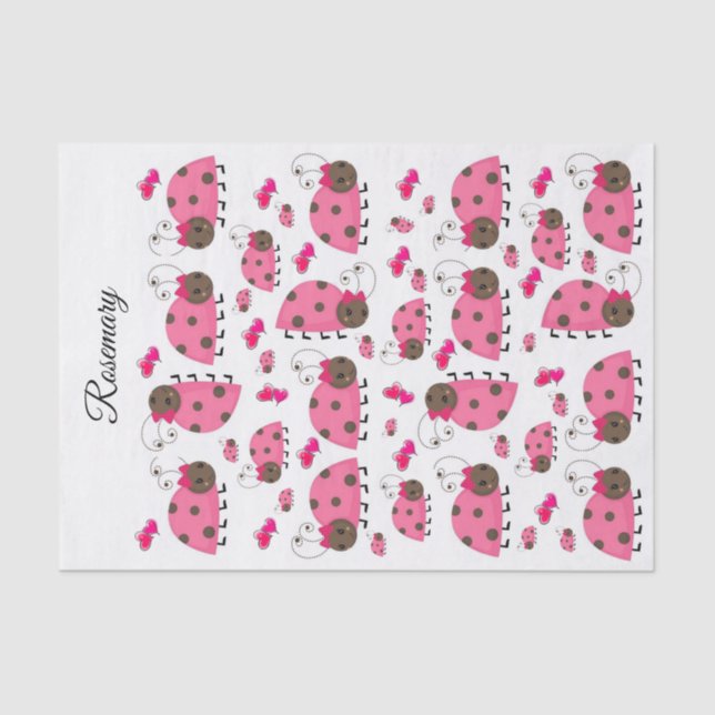 Tissue Paper Pink Ladybugs Seidenpapier (Vorderseite)
