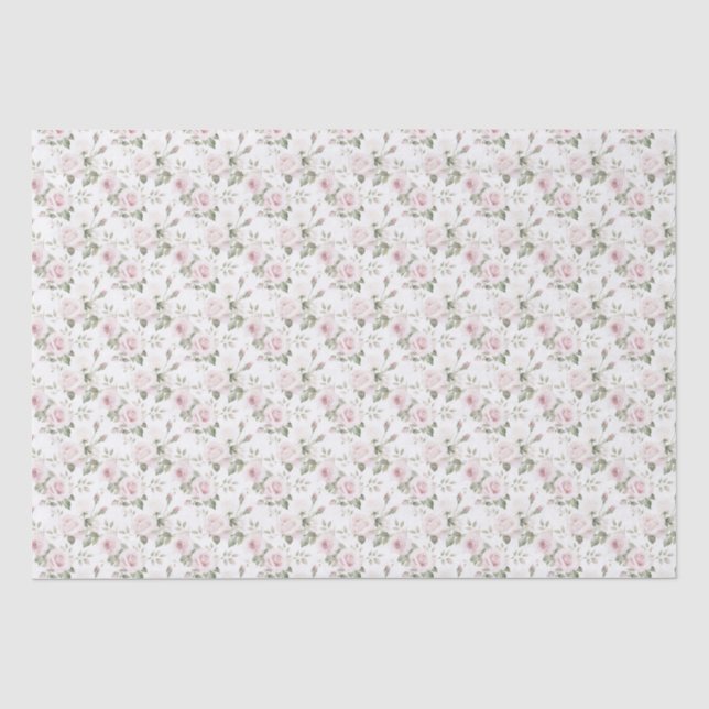 Tissue Paper (rosa und weiße Rosen) Seidenpapier (Vorderseite)