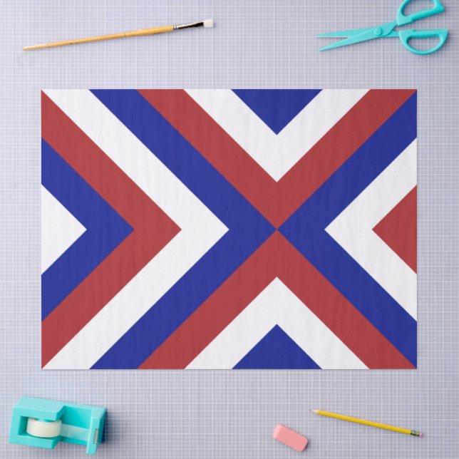 Tissue Paper (rote, weiße und blaue Chevronen) Seidenpapier (Basteln)