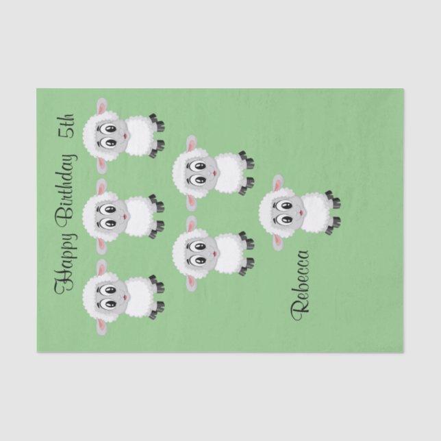 Tissue Paper Sheep Happy Birthday 5. Seidenpapier (Vorderseite)