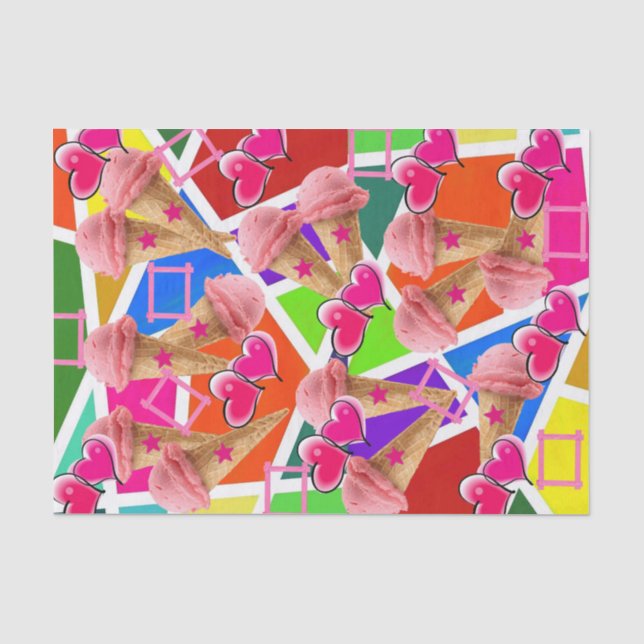 Tissue Paper Strawberry Ice Creme Abstrakt Seidenpapier (Vorderseite)