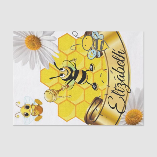 Tissue Paper Stripes Bumblebee White Daisy Seidenpapier (Vorderseite)