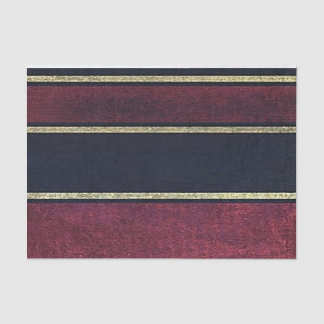 Tissue Paper Stripes Gold Burgundy Black Seidenpapier (Vorderseite)