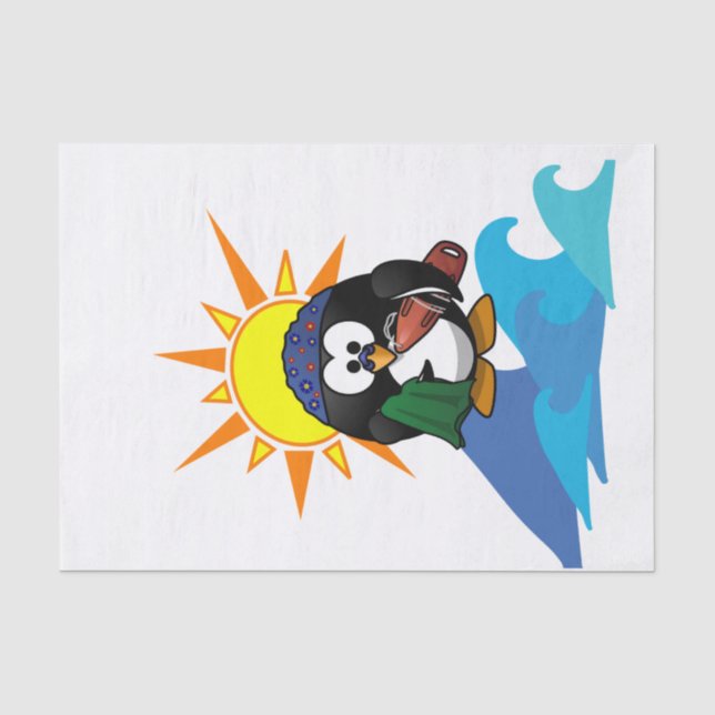 Tissue Paper Surfer Penguin Seidenpapier (Vorderseite)