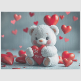 Tissue Paper Teddy with a Heart  Seidenpapier