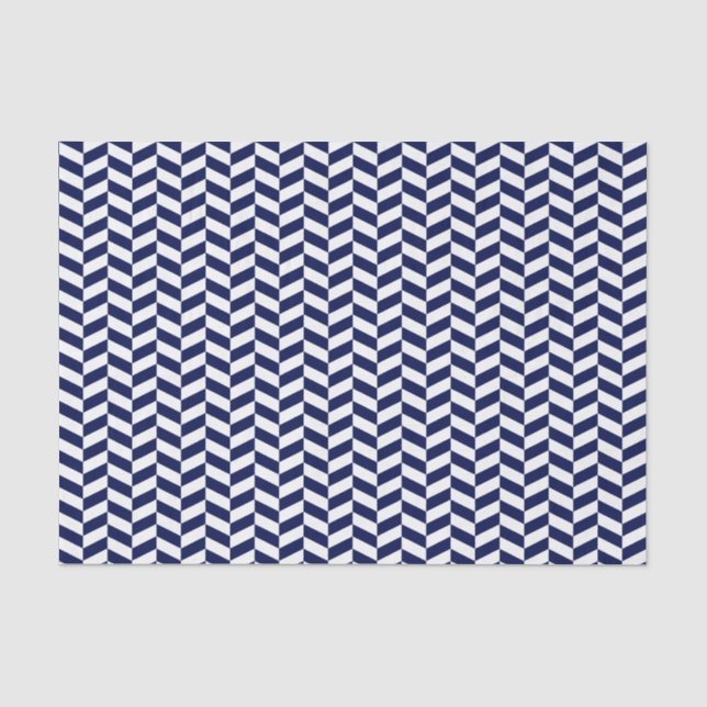 Tissue Paper zu Navy Blue und White Herringbone Seidenpapier (Vorderseite)