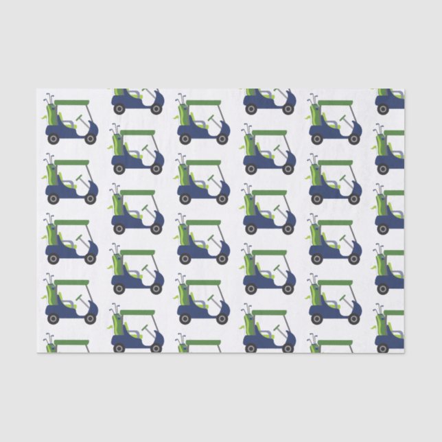 Tissue Paper zum Thema "Navy & Green Golf Cart" Seidenpapier (Vorderseite)