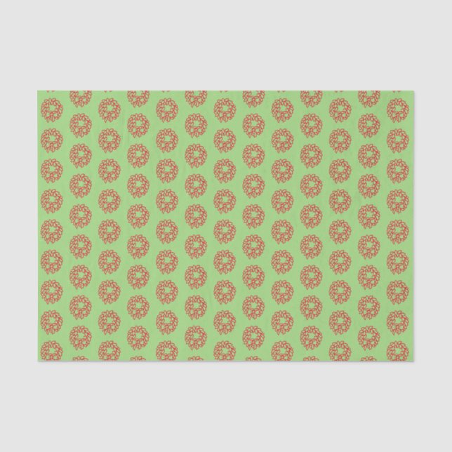 Tissue - Red Christmas Wath on Green Seidenpapier (Vorderseite)