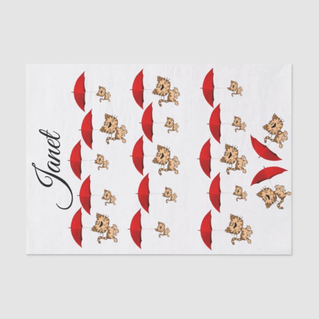 Tissue Red Umbrella Cats Seidenpapier (Vorderseite)